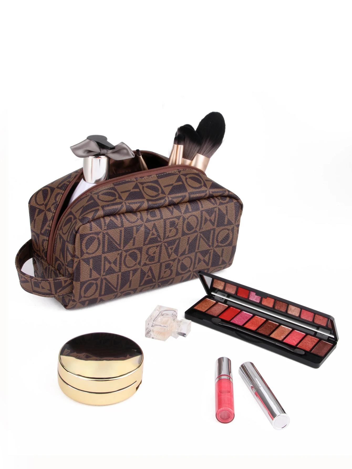 1 шт. вместительная Роскошная косметичка в стиле ретро с буквенным узором и