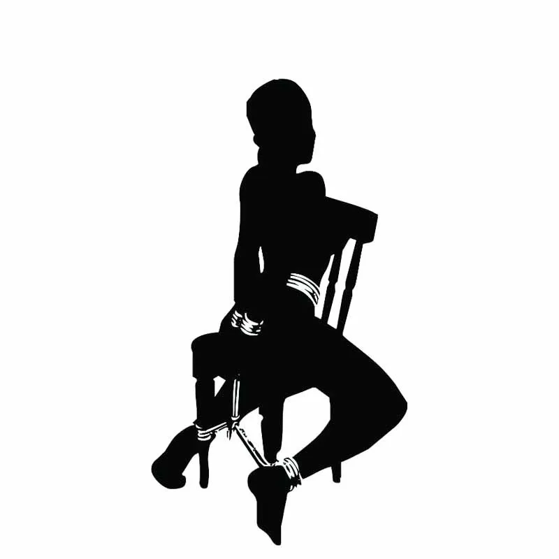 

Binding Sexy Provocatively Girl Black/Silver Vinyl Decals Covering The Body Fashion Style Car Sticker 9.2*16.7CM