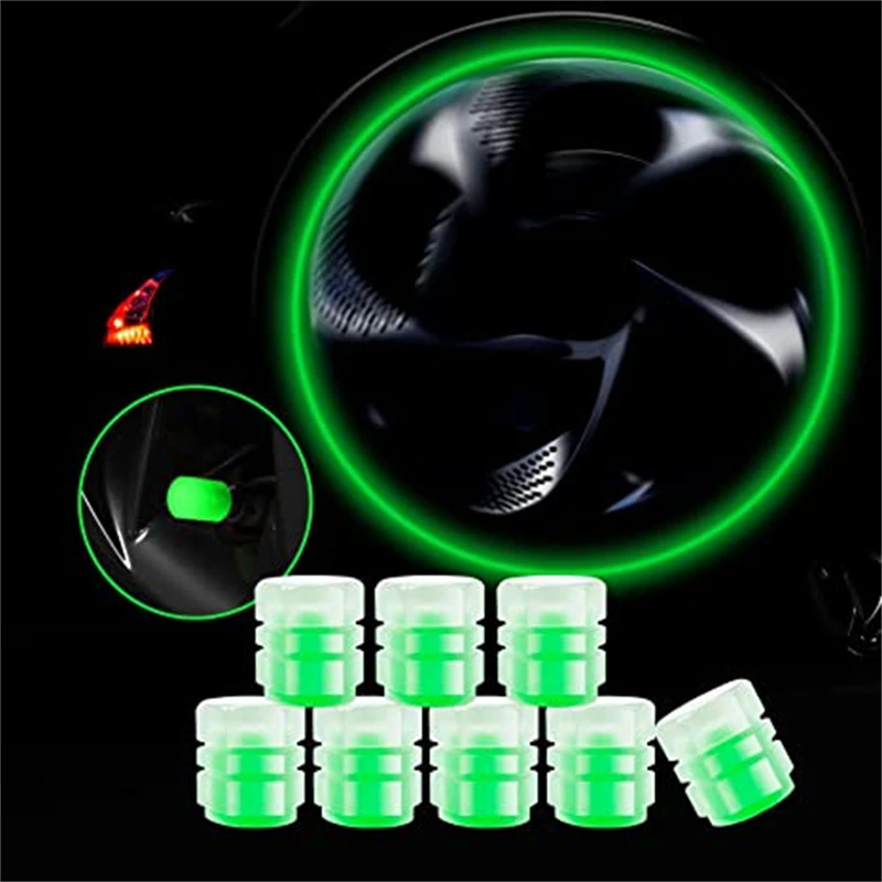 

Luminous Tire Valve Caps Mini Car Motorcycle Glowing Valve Cover Car Tire Wheel Hub Styling Tool Auto Accessories 4-48Pcs green