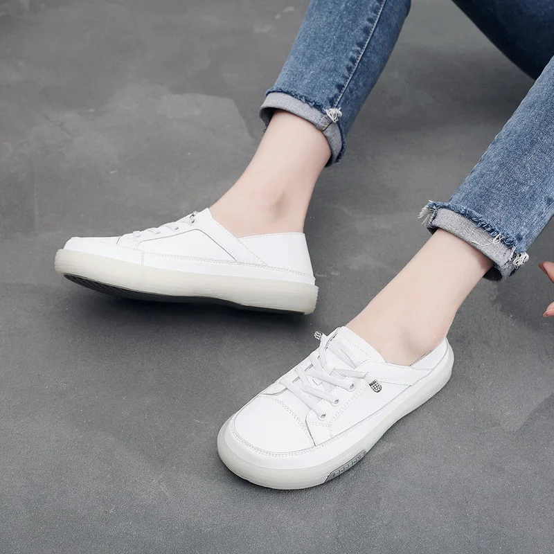 Little White Shoes Female Genuine Leather Flat Sole 2023 New Soft Soled Pregnant Mother Single Shoe Casual Nurse Board Shoes
