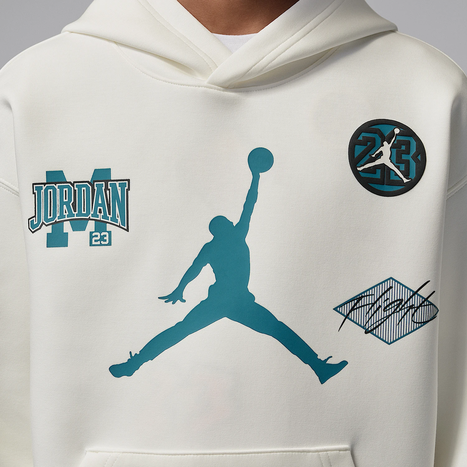 Фото Оригинальная детская вязаная толстовка Nike JORDAN с капюшоном для спорта и отдыха IU5377-133 №4