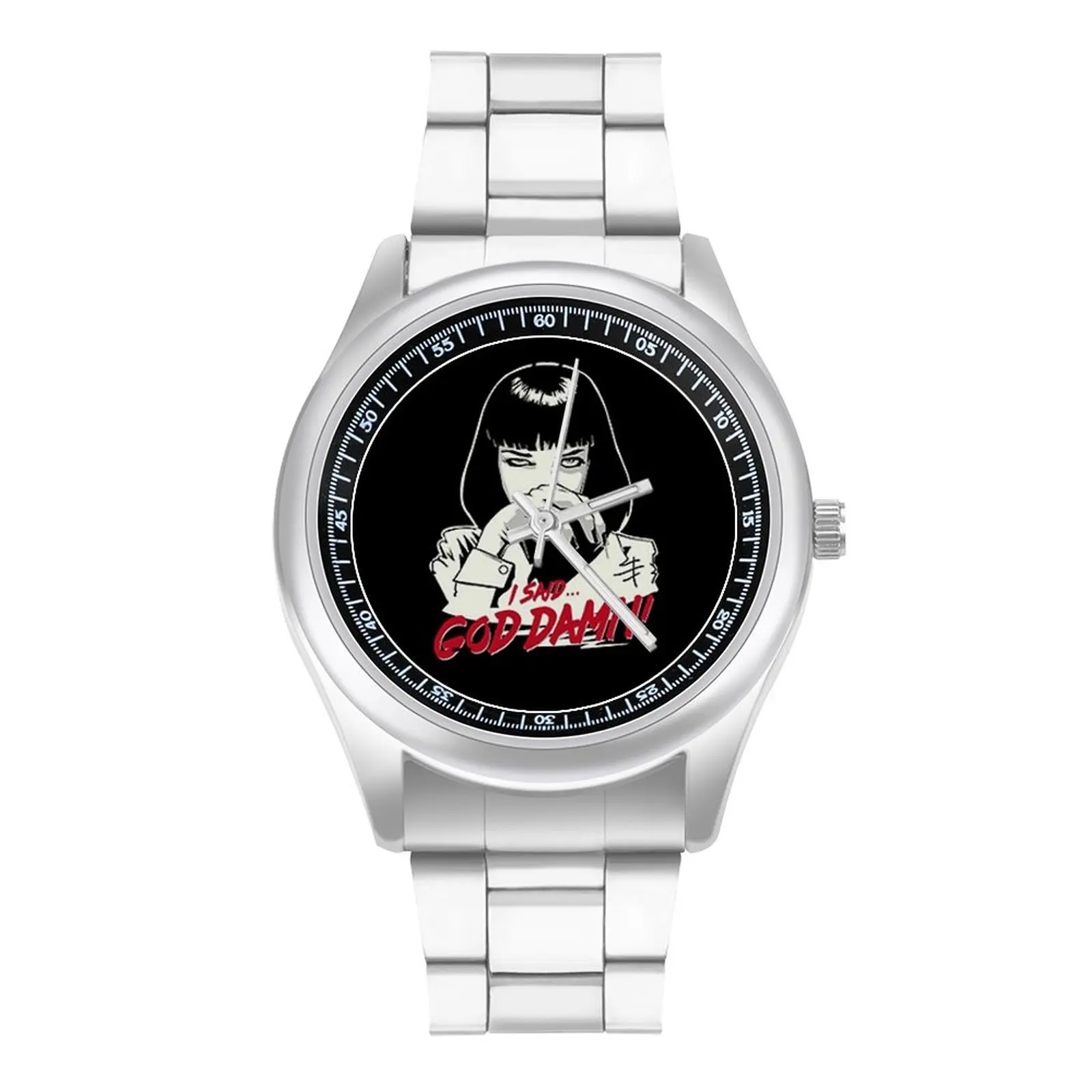 

Pulp Fiction I Said God Dawn Quartz Watch Quentin Tarantino Strong Female Wrist Watch Design Stainless Fishing Photo Wristwatch