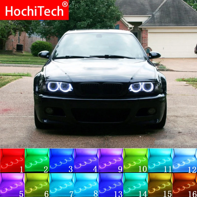 

For BMW 1998 - 2005 E46 With PROJECTORS Accessories Headlight Multi-color RGB LED Angel Eyes Halo Ring Eye DRL RF Remote Control