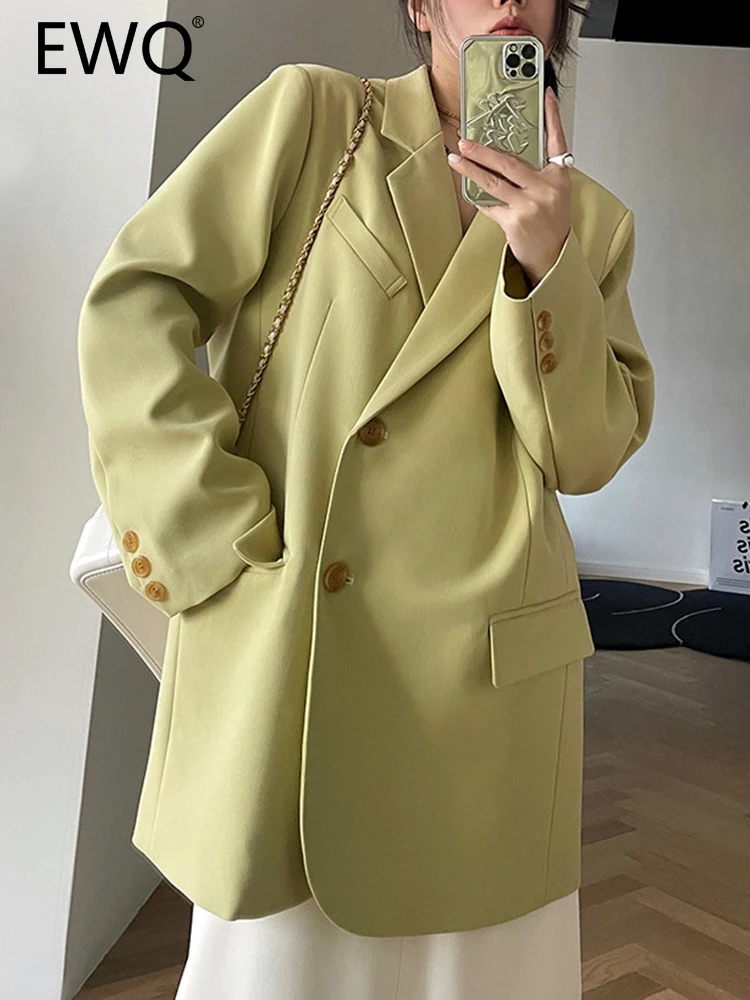 

EWQ Solid Minimalism Loose Blazer For Women Notched Single Breasted Long Sleeve Tide Female Jackets 2023 Autumn New 26D4589