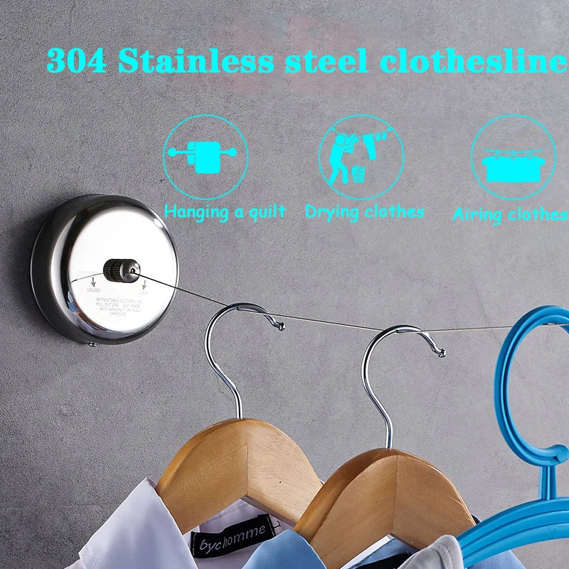 

Clothesline Clothes Drying Rack Rope Stainless Steel Retractable Clotheslines Storage Clothes Dryer Organiser Laundry Hanger