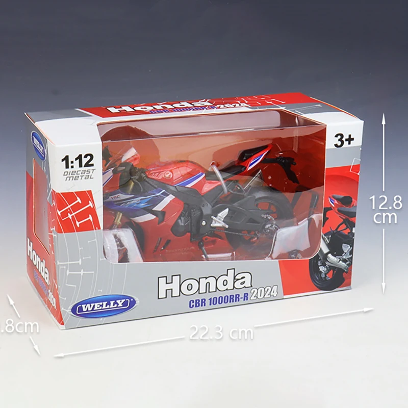 Фото Коллекционная модель мотоцикла WELLY 1/12 HONDA CBR1000RR-R 2024 из сплава, с амортизатором, для бездорожья №4