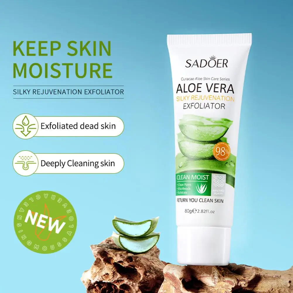 

Face Exfoliating Gel Aloe Vera Facial Exfoliating Scrub Skin Acne Pores Shrink Treatment Cleanses Blackhead Care Whitening Z0S8