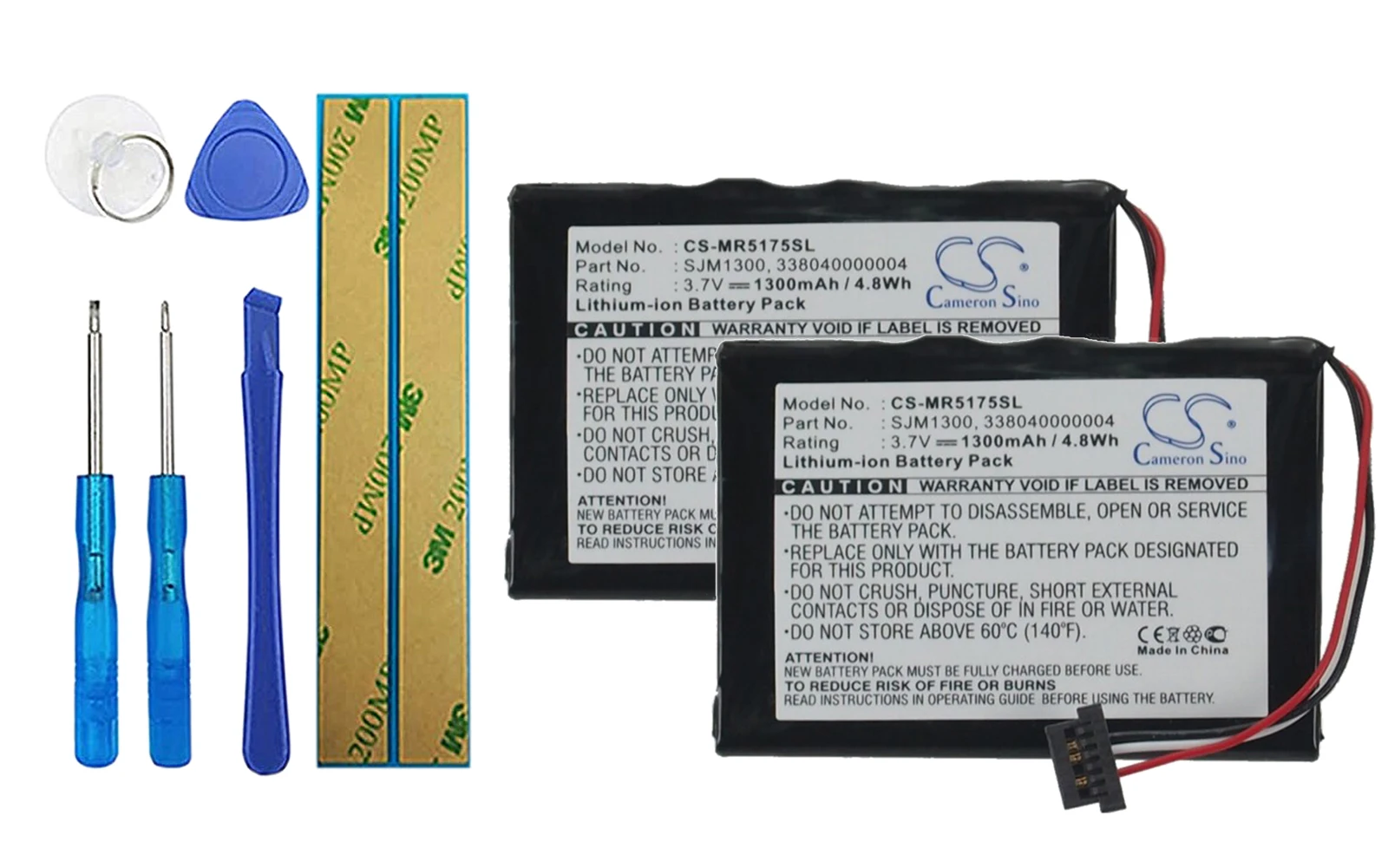 

2pack 1300mA Battery for Magellan RoadMate 5175-LM, RoadMate 5175TLM 338040000004, SJM1300