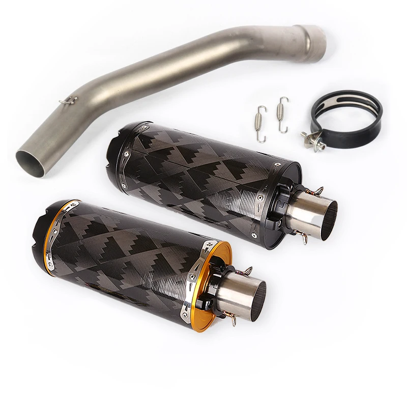 

For kawasaki ZX10R Ninja 2008-2020 51mm Real Carbon Fiber Luminum Alloy MotorcyExhaust Tail Pipe Escape Stainless Steel Mid Pipe