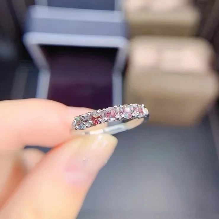 Новое настоящее серебро 925 кольцо с камнем Александра кольца изменяемого размера