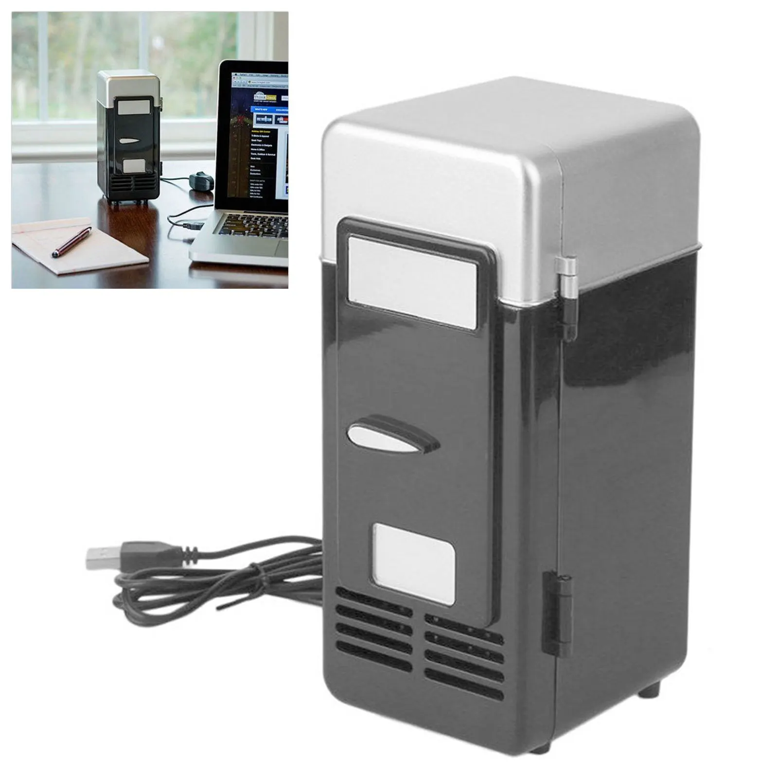 

Мини-холодильник с USB, холодильник, холодильник для напитков, охладитель и обогреватель напитков, мини-холодильник для автомобиля, черный