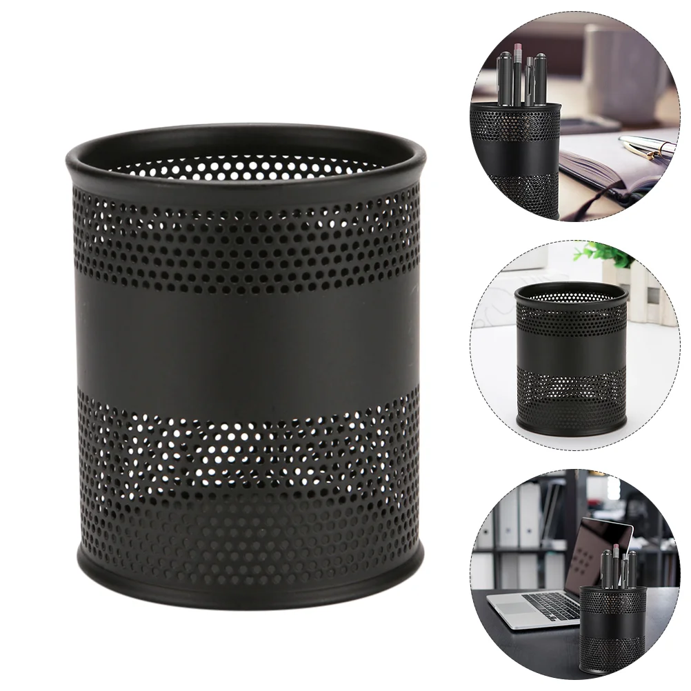 

Round Pen Container Home Storage Holder Metal Shelves Household Iron Mesh Office Desk Organizer