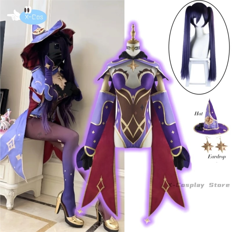 Мона костюмы для косплея аниме игра Genshin Impact комбинезон костюм на Хэллоуин женщин