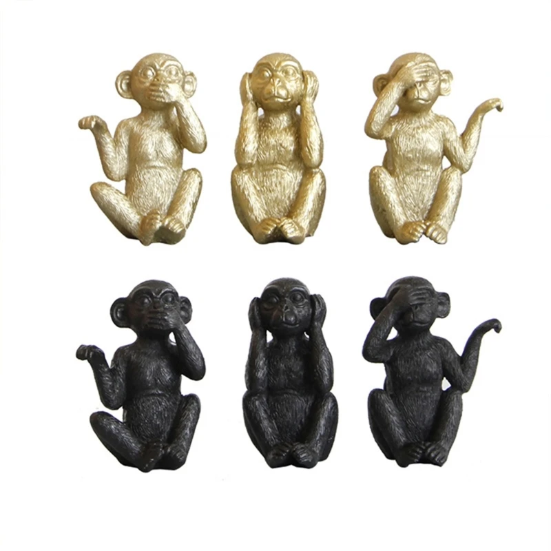

Y5LE Multipurpose Monkey Figurines 3pcs Animal Sculpture New Year Birthday Decor