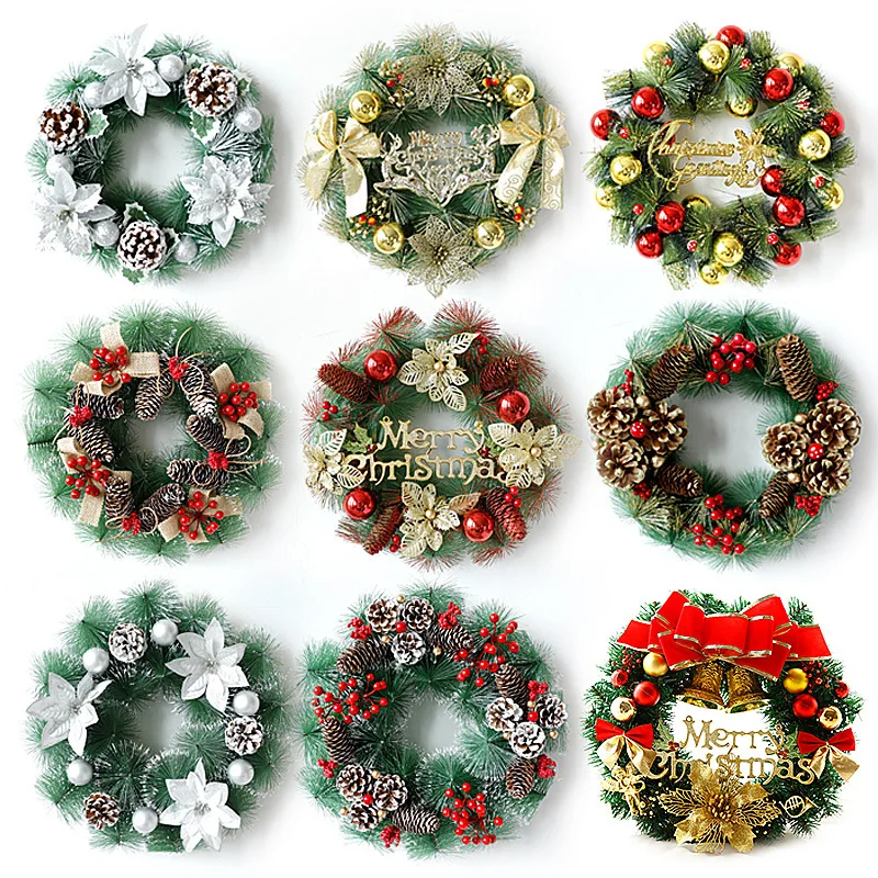 Рождественская игольчатая гирлянда 40 см в виде красных фруктов и сосны настенная