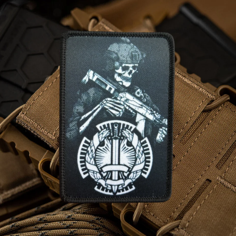 Тактическая нашивка Гром череп мораль печатная эмблема на липучке военный