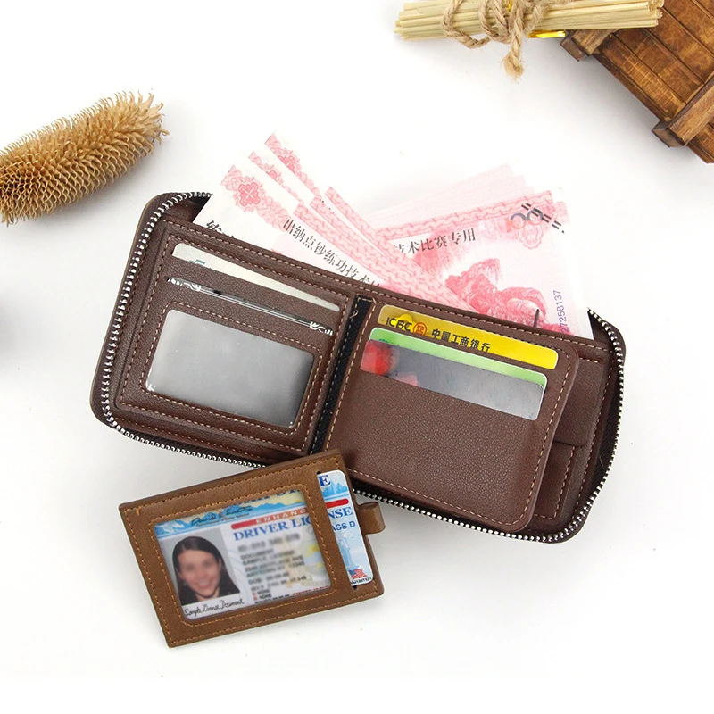 

Fashion Brand Wallet Men New Casual Clutch Billetera Leather Wallet Zipper Mens Money Bag Card Holder Carteira Large Capacity