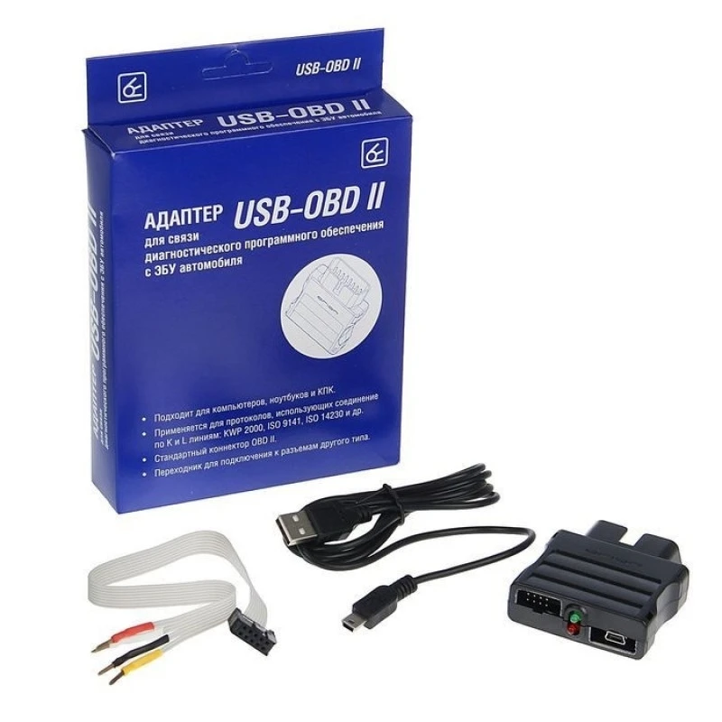 Диагностический проводной адаптер Вымпел K-Line USB-OBD II - подключение к ПК