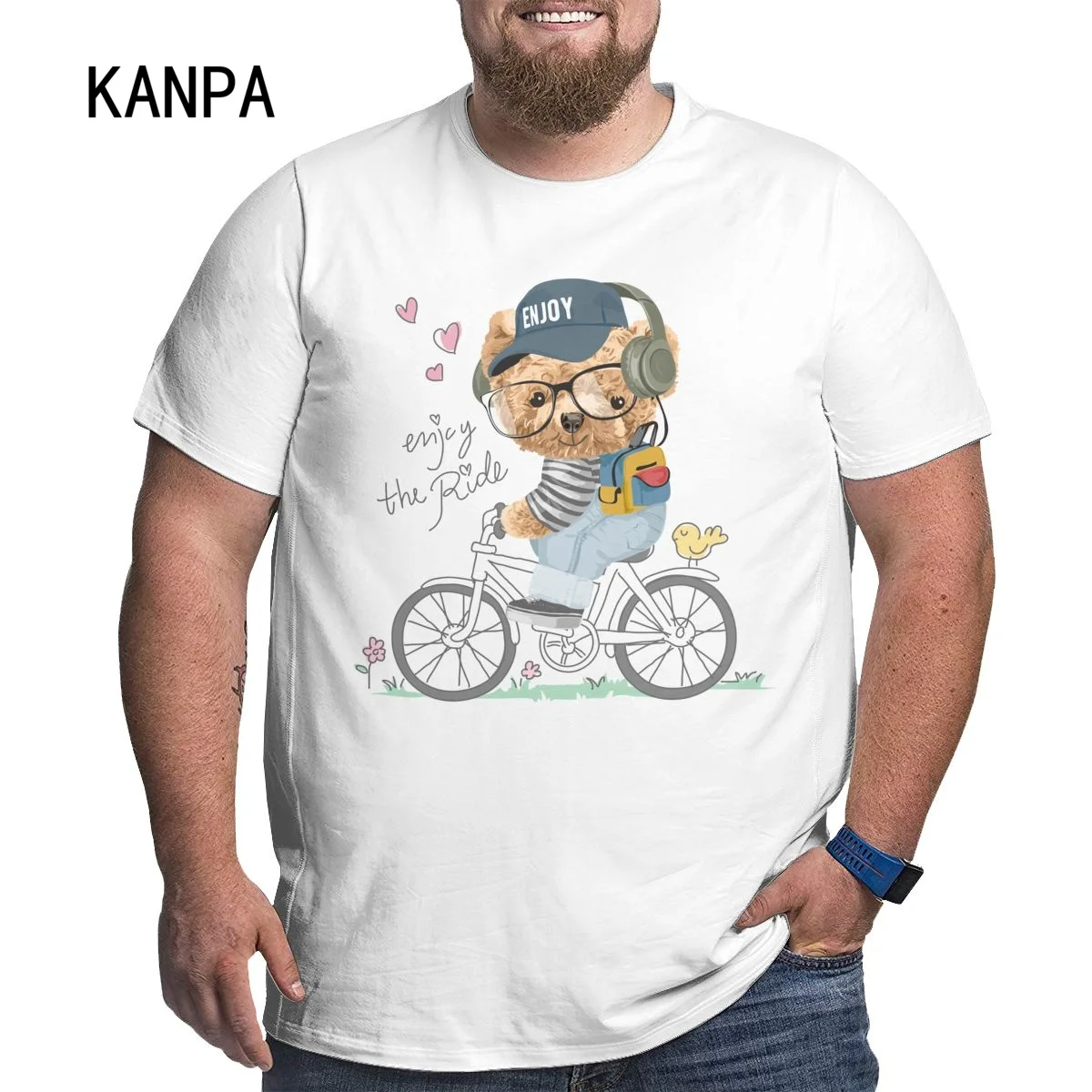 Футболка мужская с коротким рукавом 100% хлопок принтом медведя - купить по