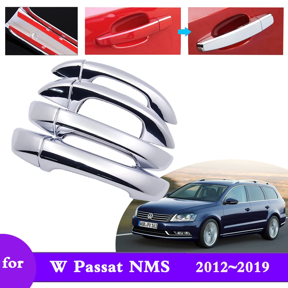 

Car Chrome Door Handle Cover for Volkswagen VW Passat NMS A32 A33 2012~2019 Accessories Protective Film Styling Stickers Trim