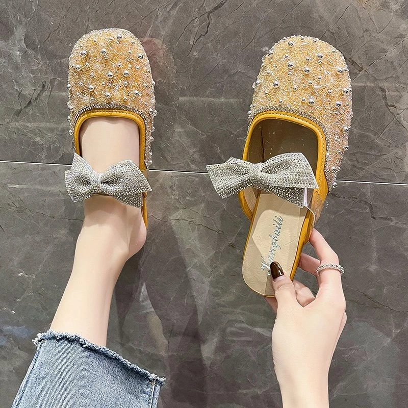 

Women Slippers Luxury Flat Women Shoes 2022 New Fashion Sequins Bow Shoes Women Casual Slippers Women Zapatos Mujer