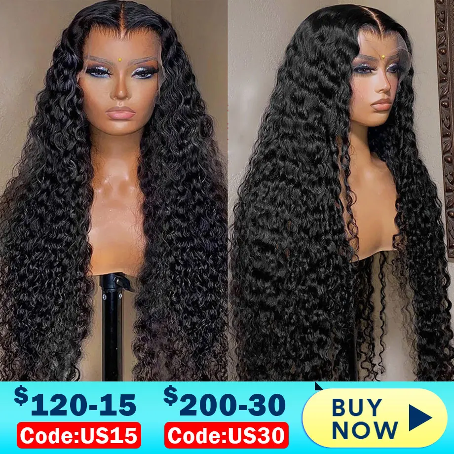 40 Inch Curly Lace Front Human Hair Wigs For Black Women Pre Plucked Brazilian Hair 13x4 Deep Wave Frontal Wig 13x6 Hd Lace Wig