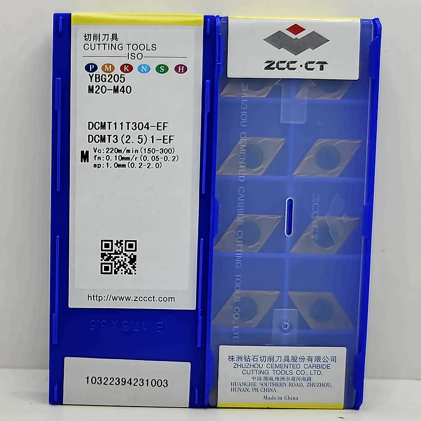 DCMT11T304-EF YBG205 DCMT32.51 DCMT11T304 ZCC.CT CNC blade carbide inserts Turning insert For Stainless steel M20-M40 10pcs/box