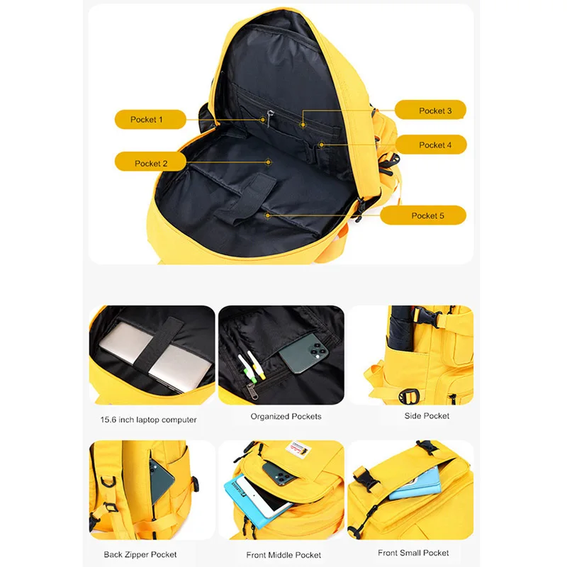 Fashion Yellow Backpack Children School Bags For Girls Waterproof Oxford Large School Backpack For Teenagers Boys Schoolbag sac