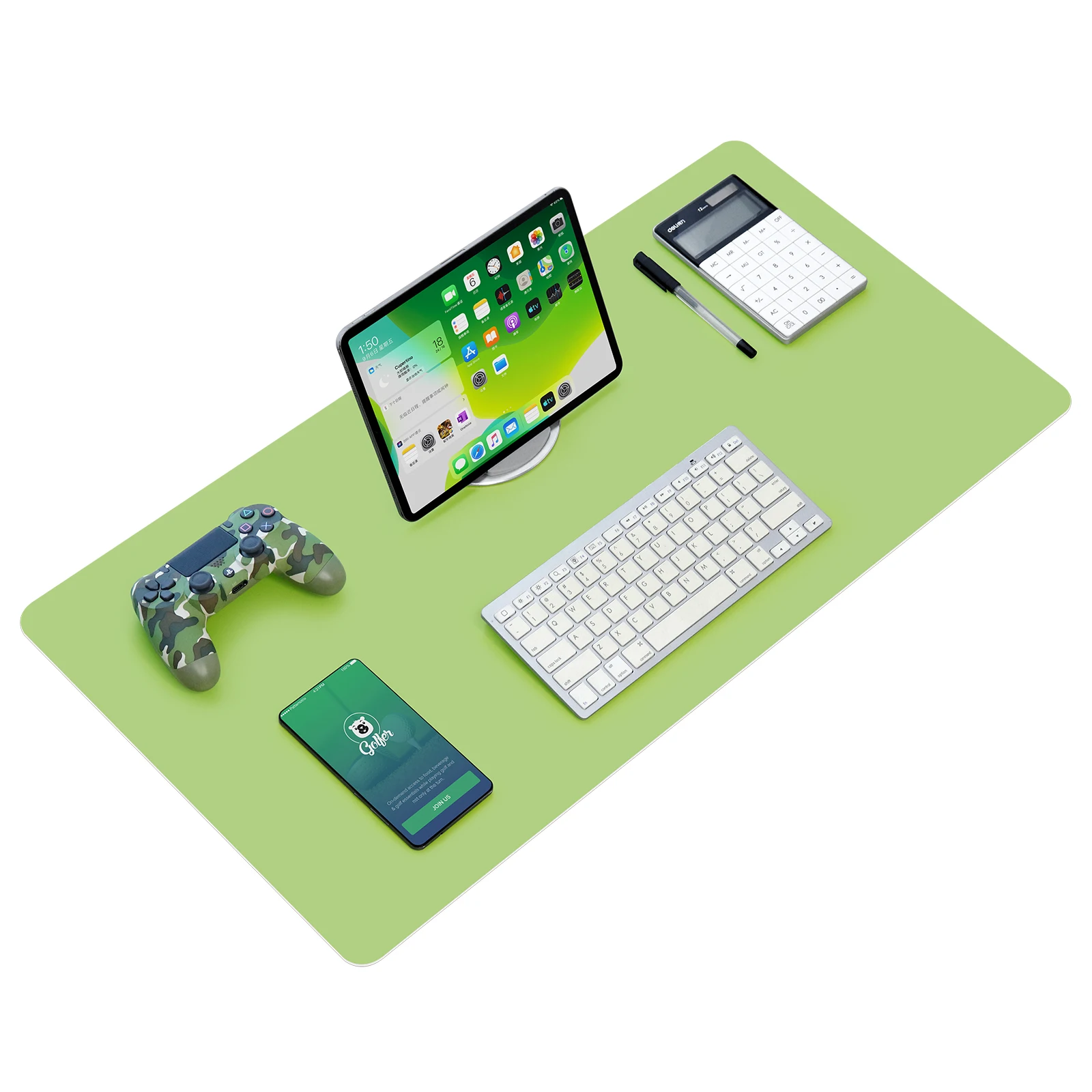 Vivid Green PU Desk Mat Large Writing Mouse Pad Desk Pad Desk Cushion Table Protector Laptop pad for Kids Children and Office