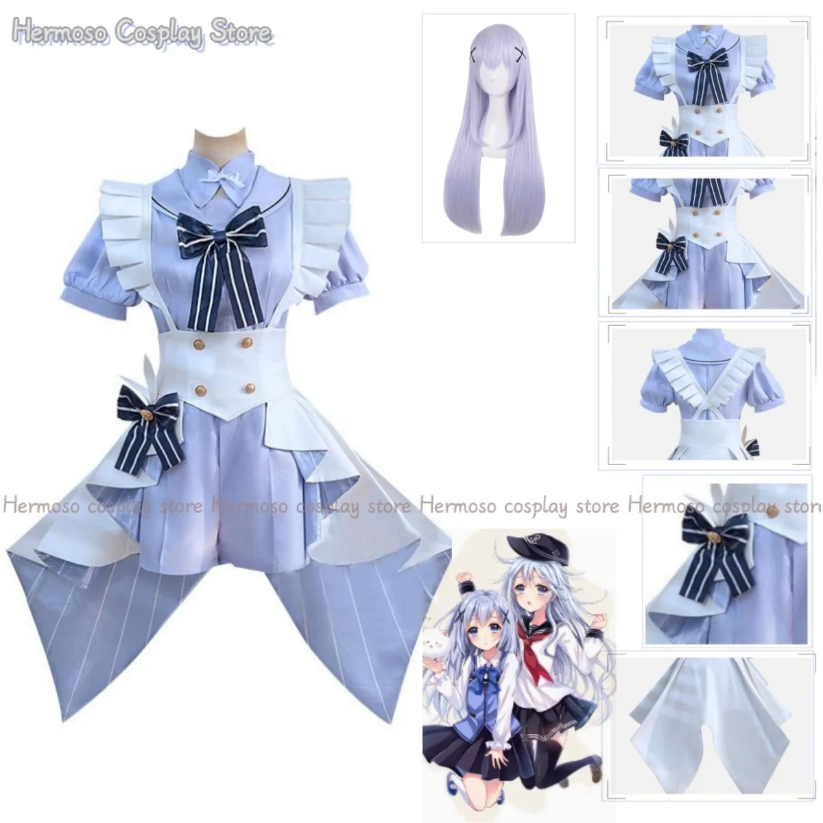 Костюм для косплея Kafuu Chino парик заказ кимоно с кроликом Лолита Униформа Хэллоуин