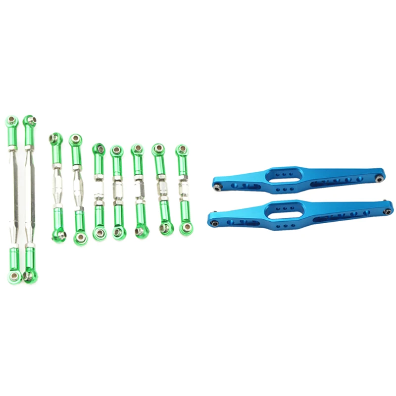 

NEW-1 Set Metal Drive Shaft Universal Transmission Parts Green & 2Pcs 95Mm Hole To Hole Link Metal Rear Suspension Arms
