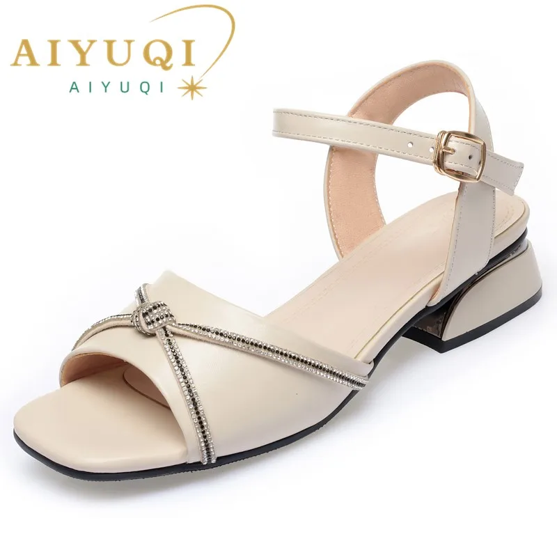 AIYUQI Sandals Women Genuine Leather 2023 Summer Crop Toe Women Sandals Fish Mouth Large Size 41 42 43 Roman Sandals Women