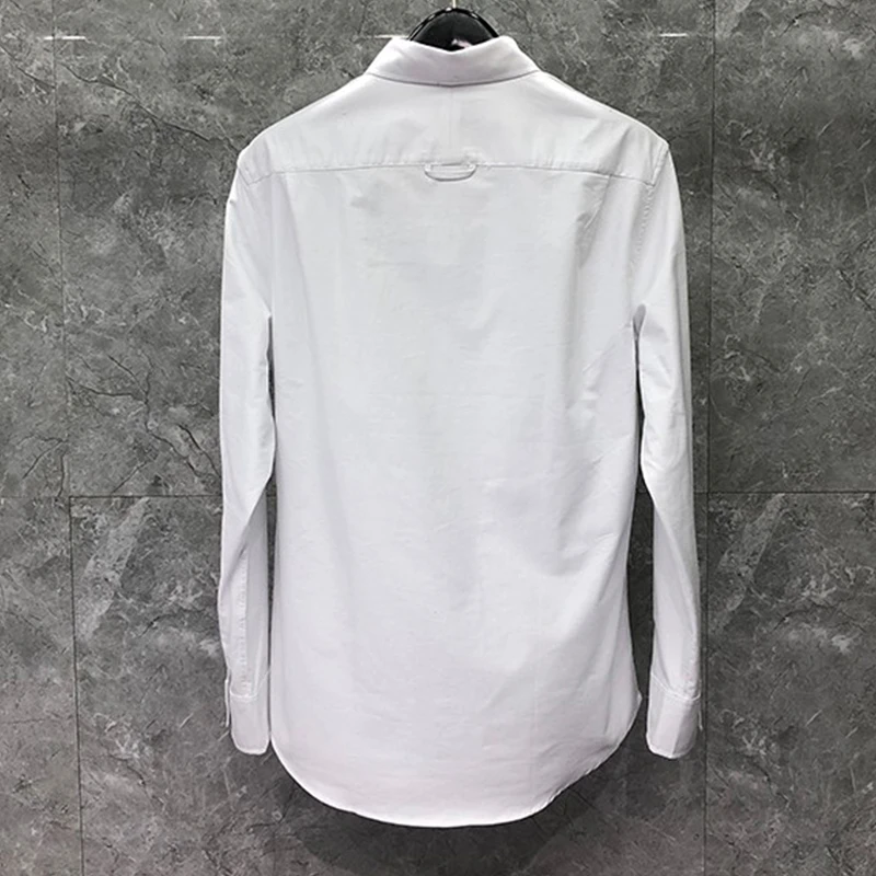 TB THOM Shirt Spring Autunm Fashion Brand Men's Shirt RWB Stripe On Pocket Casual Cotton Oxford Slim Custom Wholesale TB Shirt
