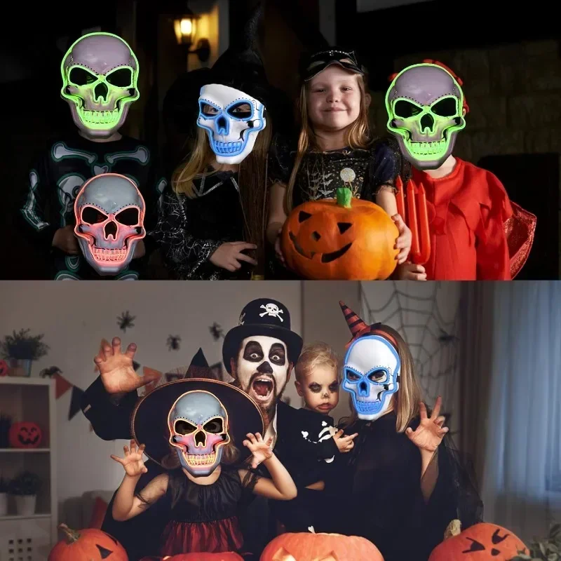 Неоновая флуоресцентная маска-Череп для Хэллоуина