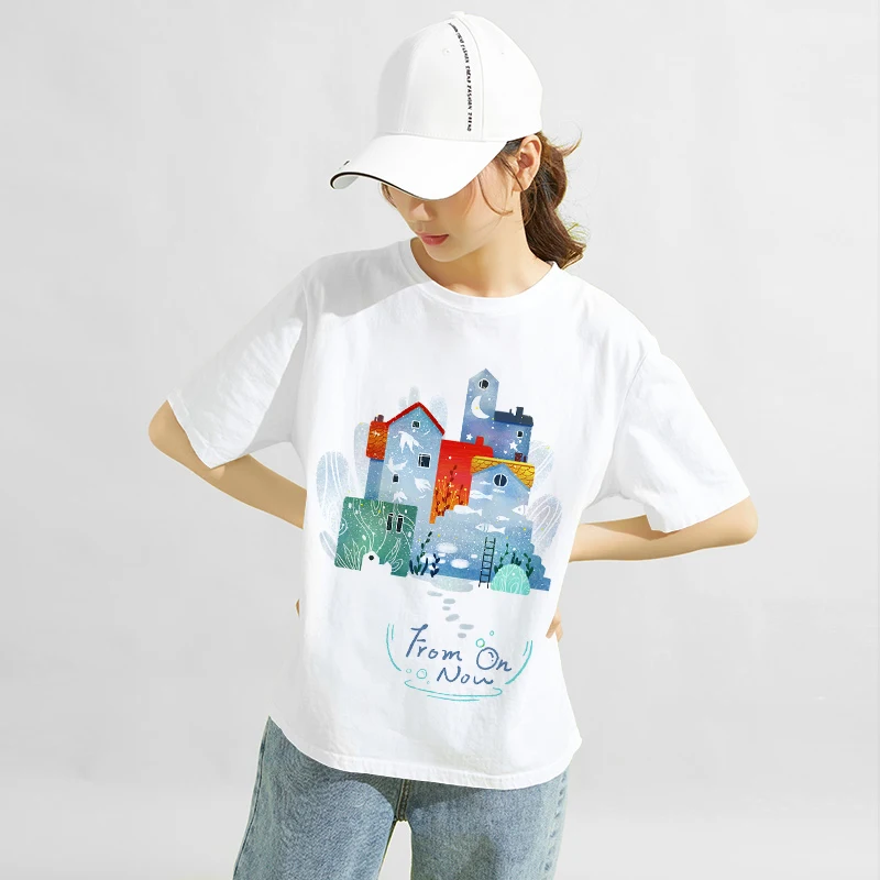 

Creative Design Ladies T-Shirt 2023 New Casual Women's Tops High-end Pure Cotton Short Sleeve New Cartoon Graphic Female T Shirt