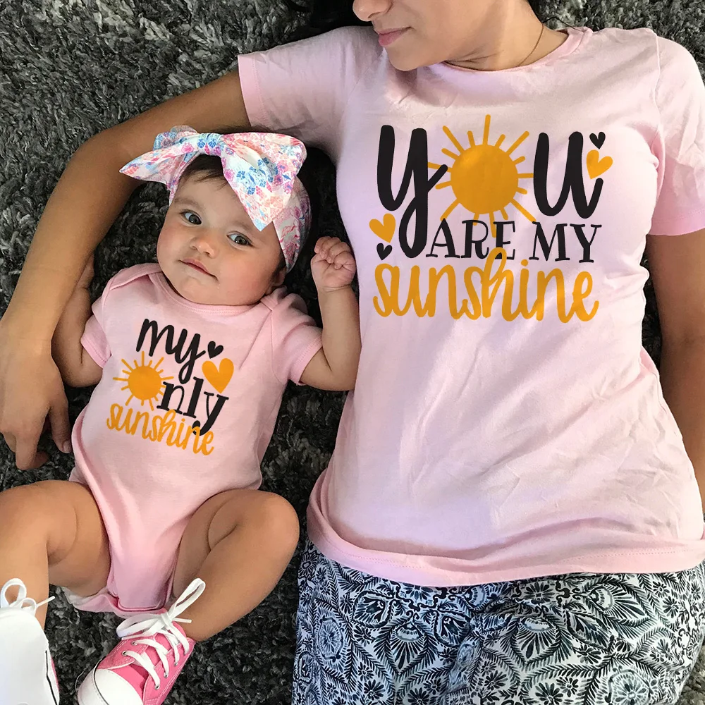 

Baby and Mom Family Matching Clothes Daughter and Son Shirts You Are My Sunshine My Only Sunshine Mommy and Me Matching Shirts
