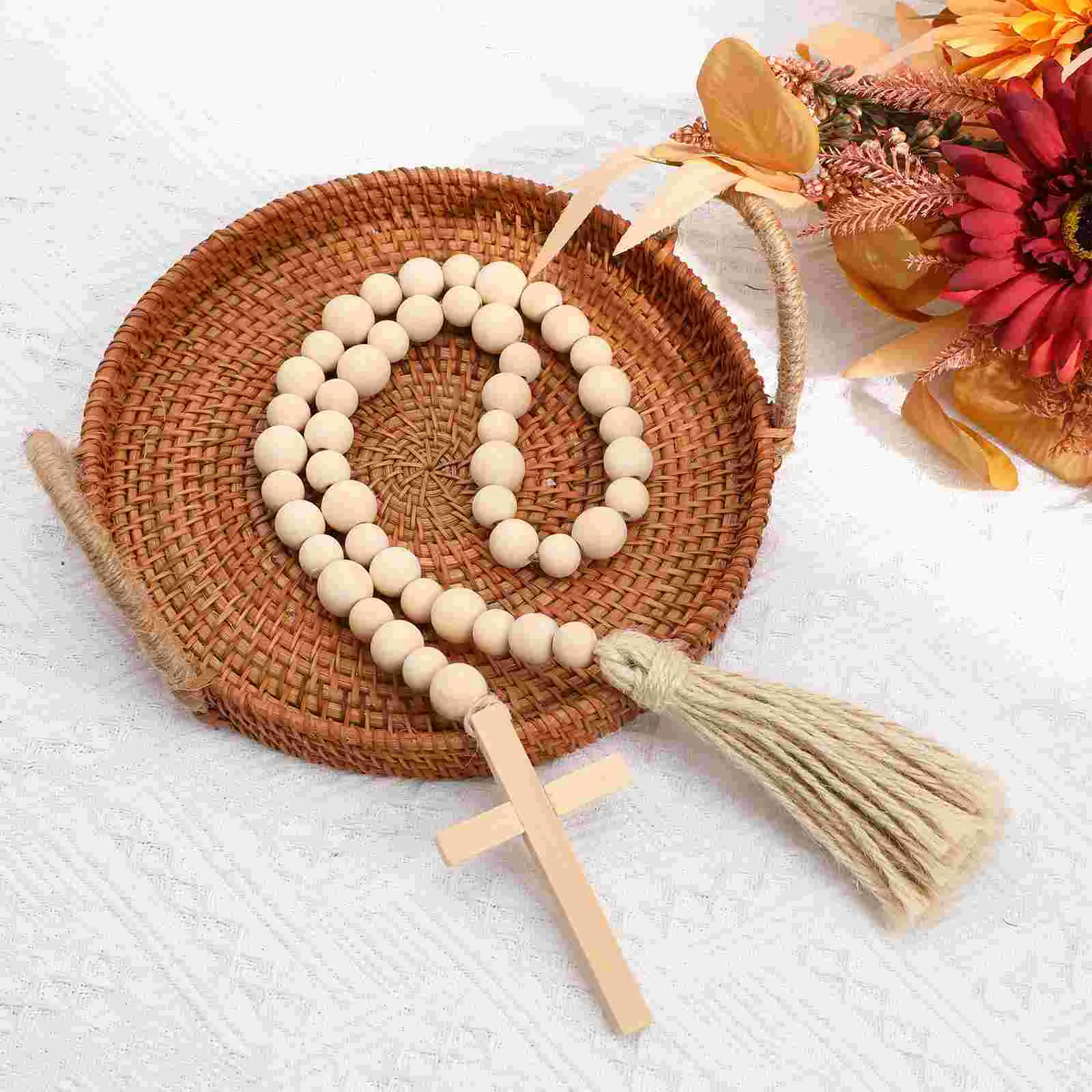 Настенный шпагат в стиле бохо бусины с кисточками бахрома нежная деревянная