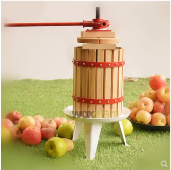 

6L Fruit Wine Press Apple Grape Crusher Manual Juice Maker for Kitchen,Solid Wood Basket with 4 Blocks Cider Wine Making Press