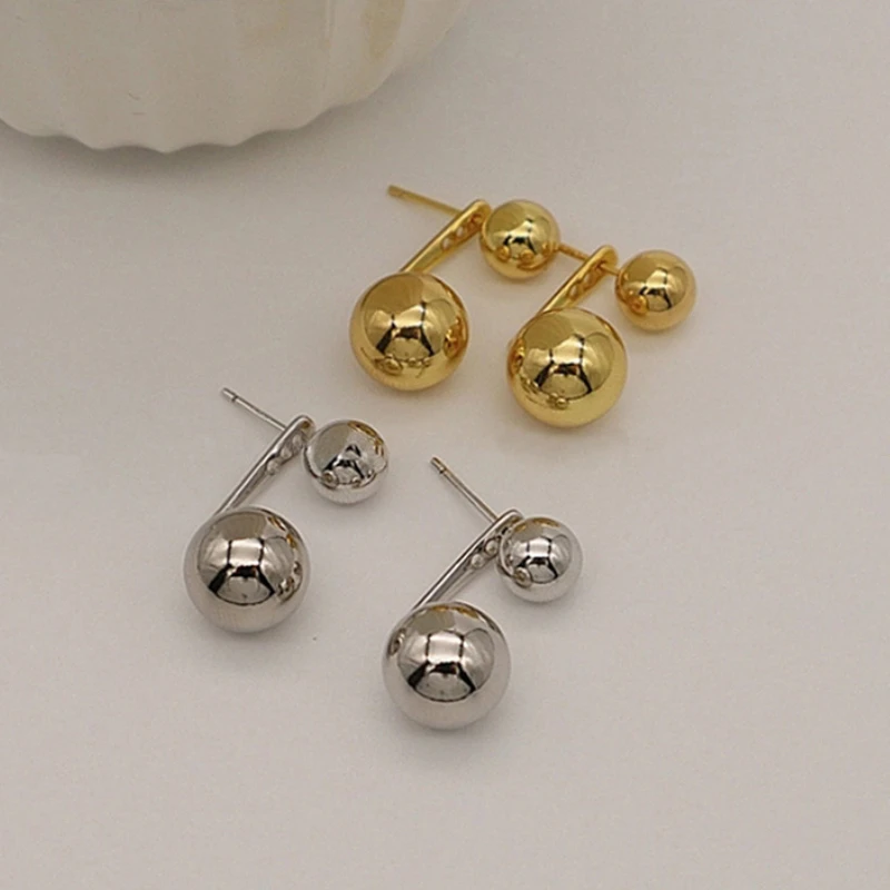 

U-Magical Hiphop Metallic Round Beads Dangle Earring for Women Creative Gold Silver Color Geometrical Earring Jewellery