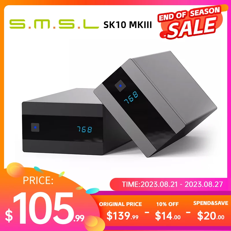 

SMSL SK10 MKIII Decoder SK10 MK3 AK4493S DAC XU316 Support 768kHz/32Bit DSD512 with Remote Control