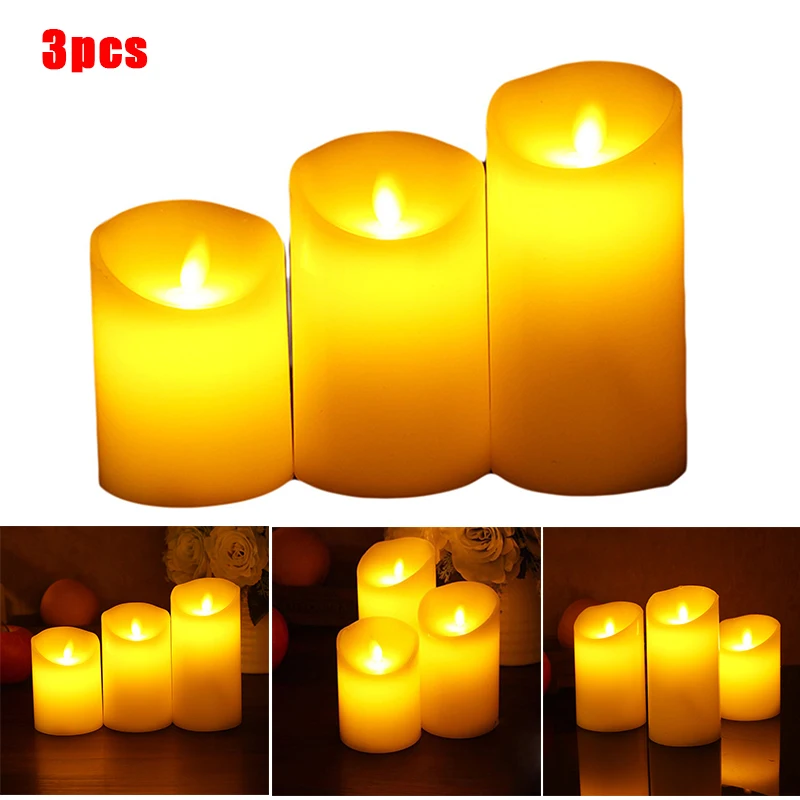 

3 Pcs Flickering Flameless Candle with Soft LED Lighting Color Candle for Indoor & Outdoor Decor