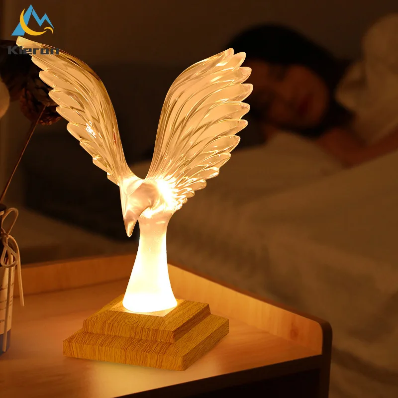 

Modern Eagle LED Table Lamps Bedroom Study Bedside Crystal Desk Lamp Living Room Decoration 24 Kinds of Light Birds Table Lights
