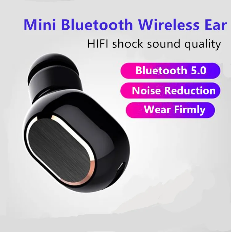 

New Bluetooth Headset 5.0 Mini Invisible Waterproof Wireless in-ear Single-ear Subwoofer Factory Outlet