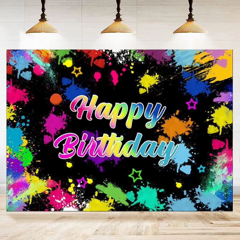 

Фон для фотосъемки неоновый светящийся Красочный Рисунок граффити в темноте брызговик 80-90-е Ретро день рождения фон Декор