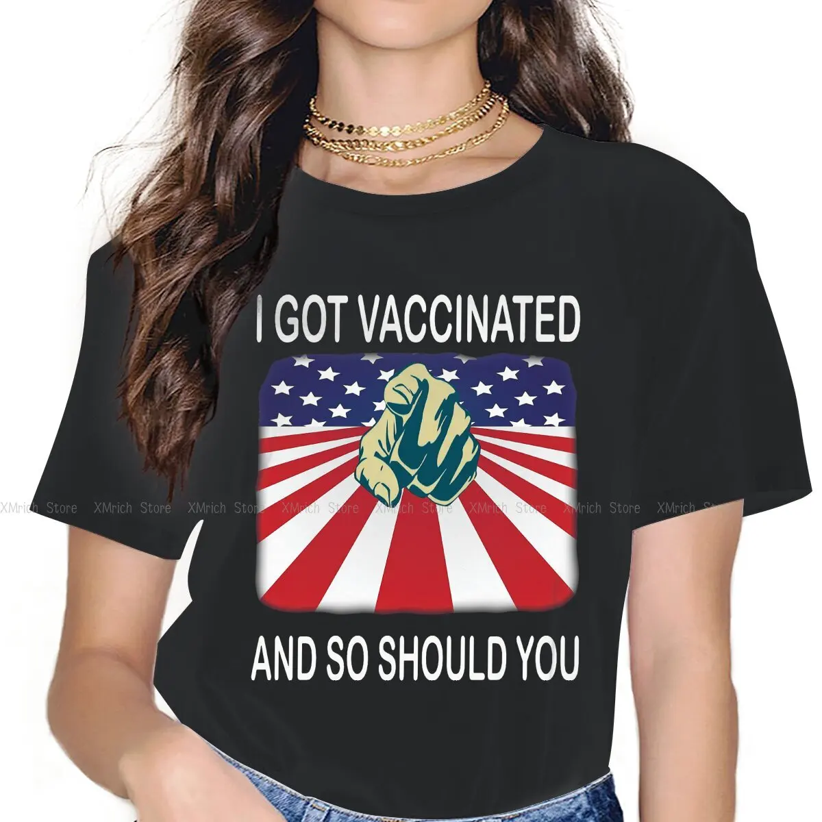 

Leisure I Got Vaccinated And So Should You T-Shirt for Women Round Neck 100% Cotton T Shirt Vaccine Meme Short Sleeve Tee