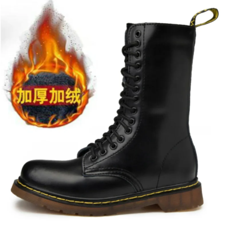 Winter High Top Martin Boots Men's Round Head Outdoor Desert Army Boots Couple Genuine Leather Long Sleeve Large Women's Boots