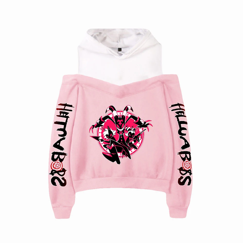 

New Hoodie Off-shoulder Hoodies Sweatshirt 2022 Printed Women Casual Autumn Pullovers Kawaii Picture Clothing Y2K