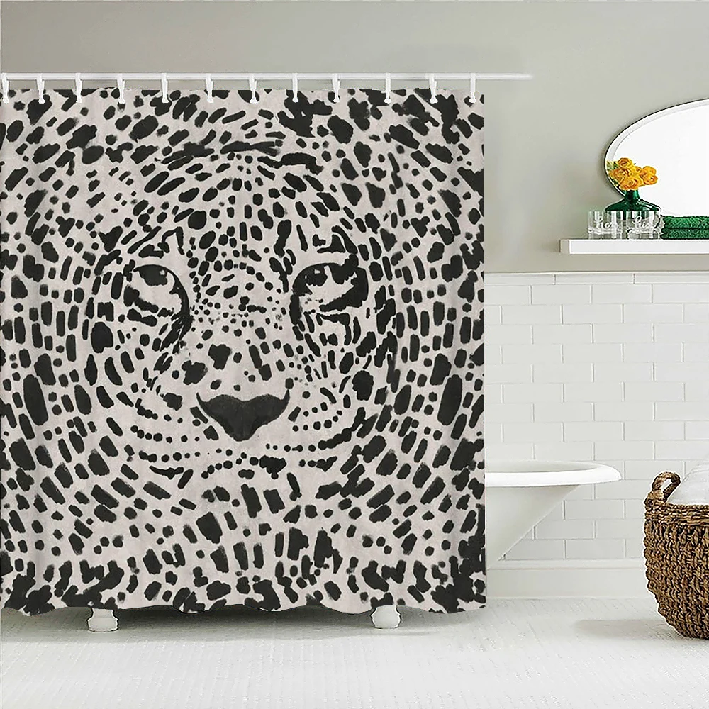 

Curtain Bathroom Creative Waterproof Curtain Bathroom Modern Leopard Print Shower Accessories Bathtub Screen Banheiro
