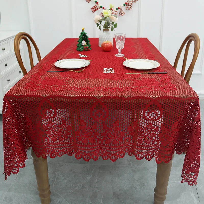 

Red Rectangular Tablecloths Party Wedding Centerpieces for Tables Coffee Placemats Cover Elegant Dining Room Side Kitchen Cloths