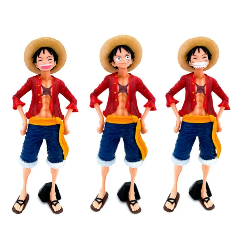 

One Piece Anime Figure 28cm Confident Smiley Group Standing Laughing Luffy Form Face Changing PVC Model Toy Collection Ornament